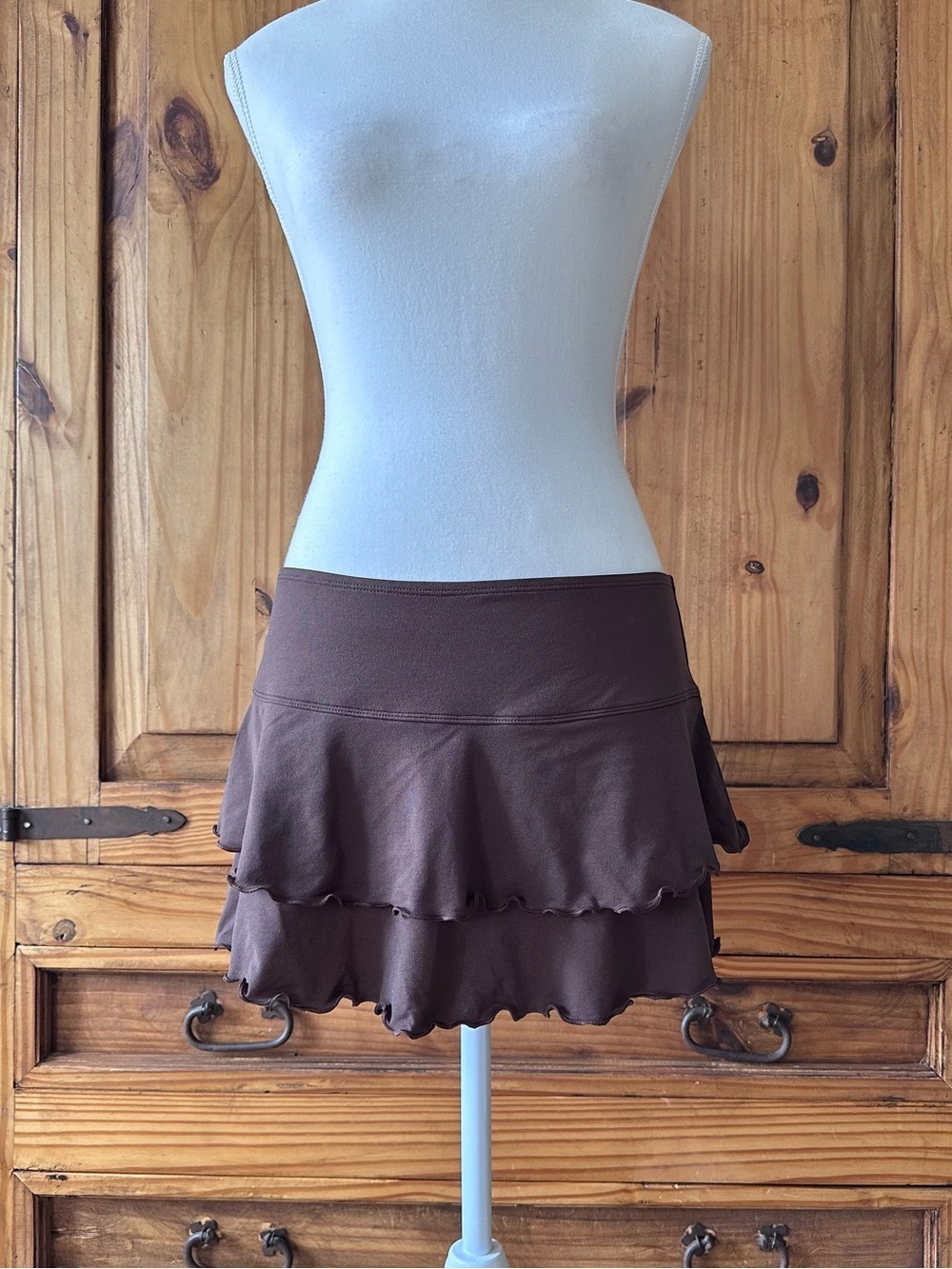 Body Glove Chocolate Brown Tiered Mini Skirt Y2K Style - M